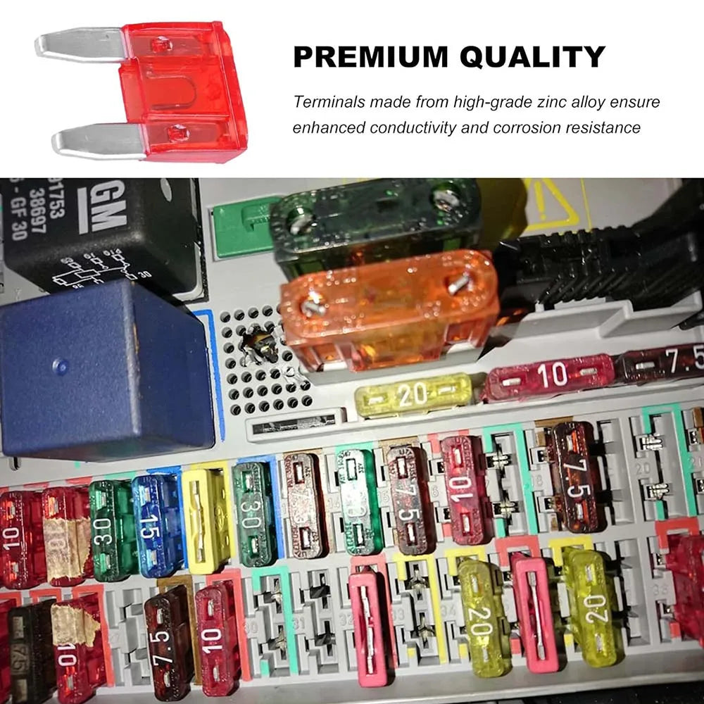 100PCS 10Amp Mini  Blade Fuses,10A Portable Fuse Kit for Short Circuit Protection,Replacement for Sedan Boat Truck