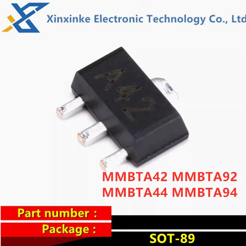 100PCS MMBTA42 MMBTA92 MMBTA44 MMBTA94 SOT89 Marking：A42 A92 A44 A94 NPN Transistor 305V 500mA SMD Triode
