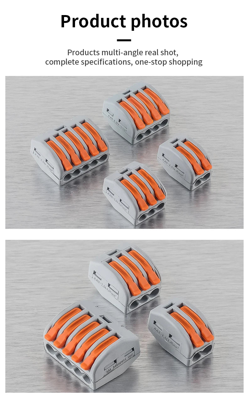 43Pcs Boxed Eletrical Mini Quick Lever Wire Connector 1 In Multiple Out Compact Splicing Termianl Block Easy For Installation