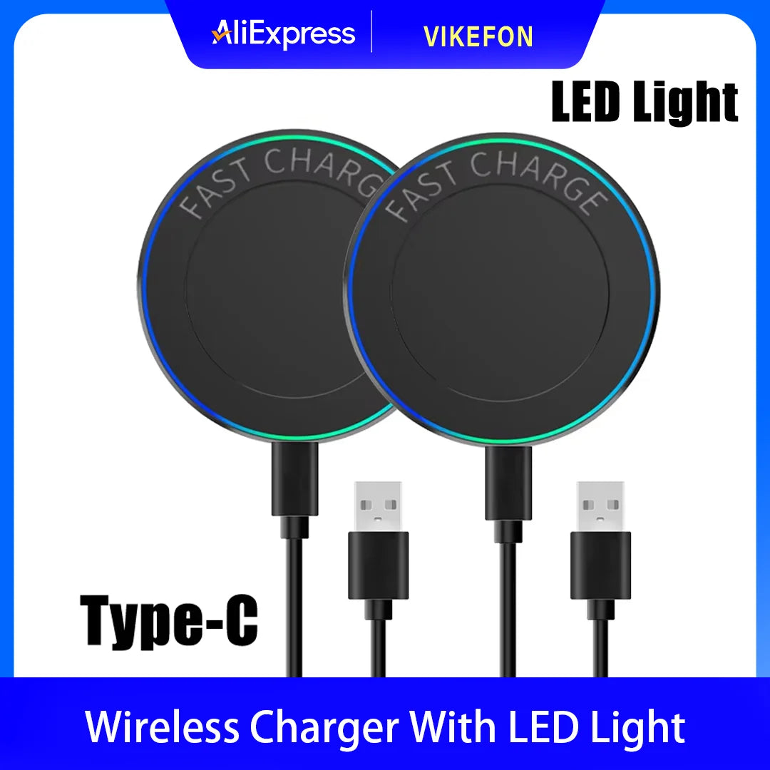 Portable Mini Desktop Wireless Charger Stand Pad For iPhone 17 16 15 14 13 12 Pro Max Samsung S25 Xiaomi Fast Charging Station