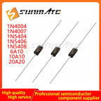 Rectifier diode M7 1N4004 1N4007 1N5404 1N5406 1N5408 6A10 10A10 20A20 power application M4 S10M Multiple specifications 20PCS