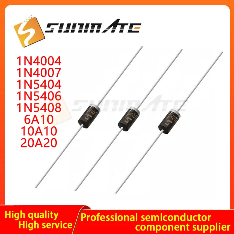 Rectifier diode M7 1N4004 1N4007 1N5404 1N5406 1N5408 6A10 10A10 20A20 power application M4 S10M Multiple specifications 20PCS