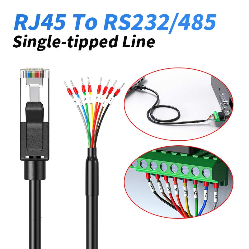 RJ45 to RS485/232 Terminal Block Cable Single Head 8P8C Switch Network Port Debugging Line PLC Serial Port Connection Wire