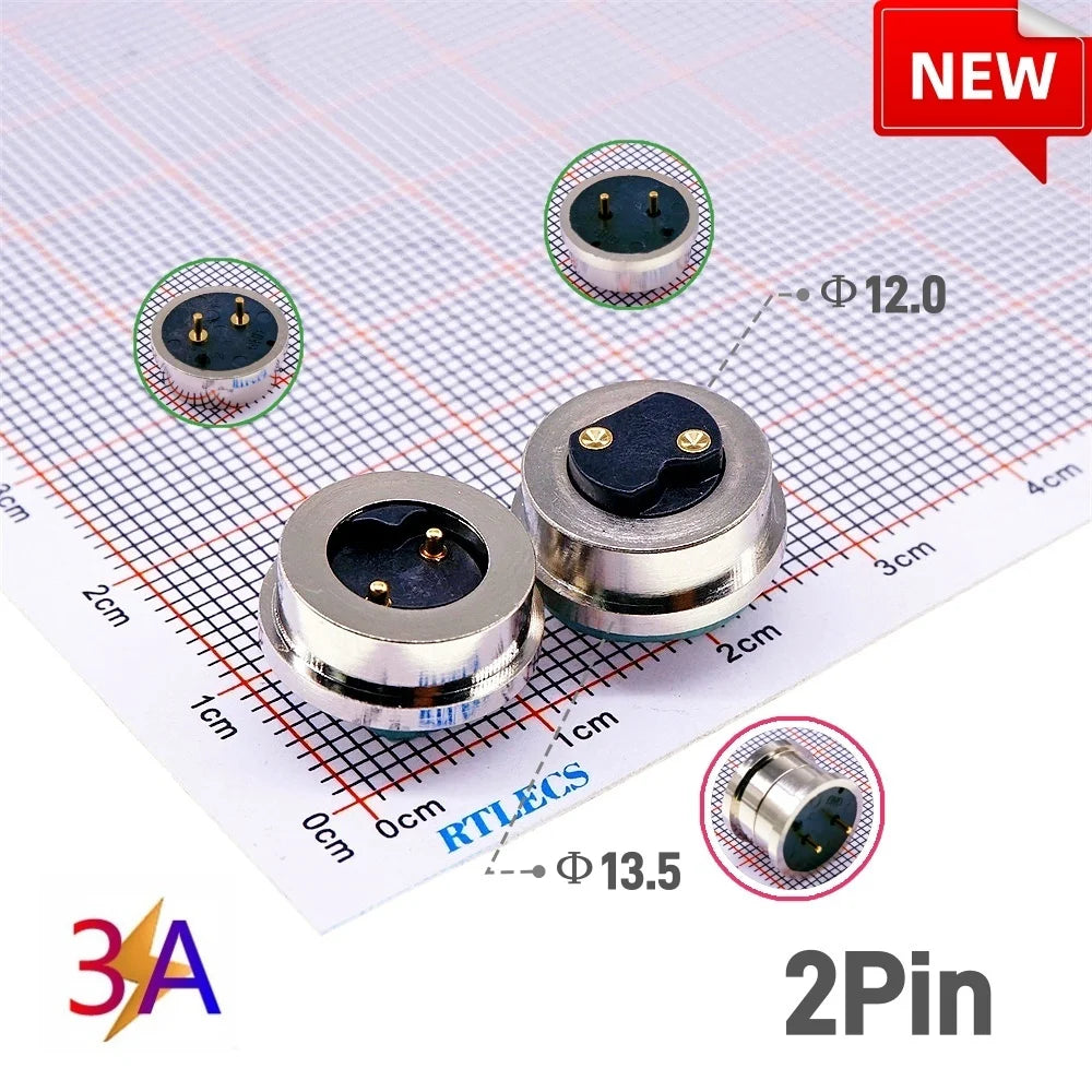 Magnetic Circular PogoPin Connector 2A Male Female Metal Spring Loaded 1/2/3/4/5/6 Pin DC Power Charger Wire JST SM Gold Plated
