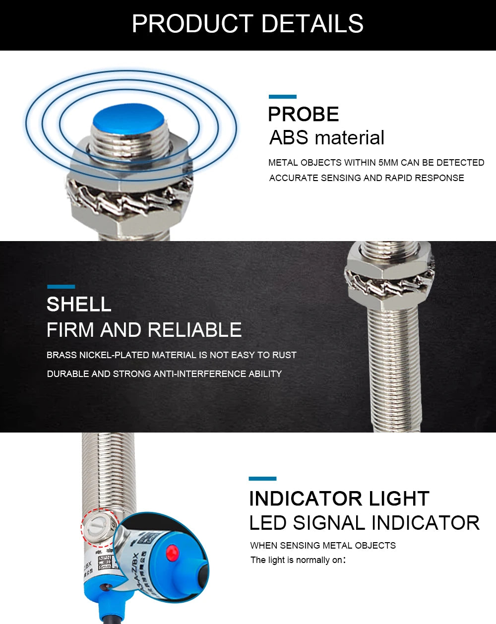 Cloweit M12 Capacitive Proximity Switch Level Sensor Detects Metal Liquid In Plastic Feed LJC12A3-A Series Shielded Unshielded