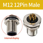 M12 PCB Sensor Connector 4/5/8/12 Pin Male Female Waterproof Circular Socket Front Mount Threaded Nut Flange for Electronics