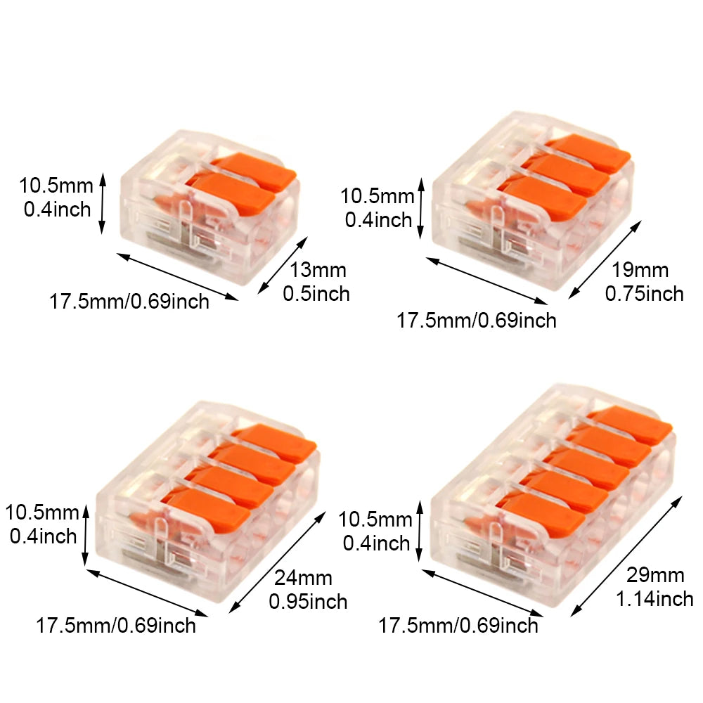 20/80pcs Box Electrical Lever Wire Connectors 2 Port 3 Port 5 Port Electric Cable Clamp Mini Quick Wire Terminal Connector
