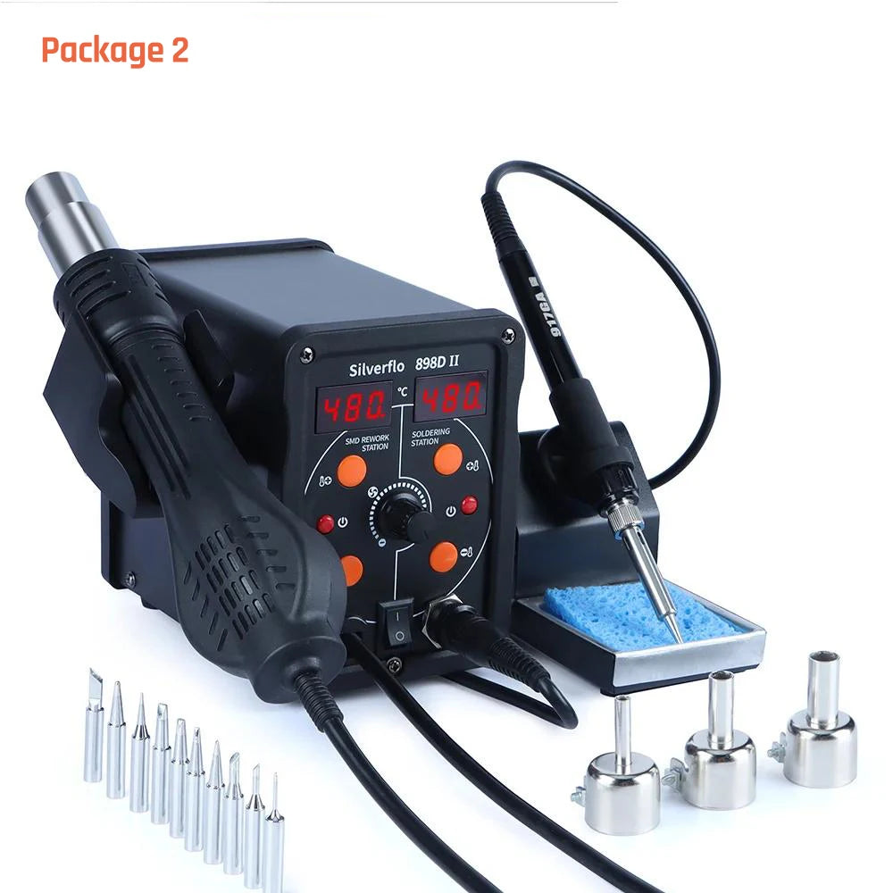 Silverflo 780W 8586D-III PRO Soldering Station 2 IN 1 Hot Air Rework Station Fsat Heating Soldering Iron with Sleep Mode