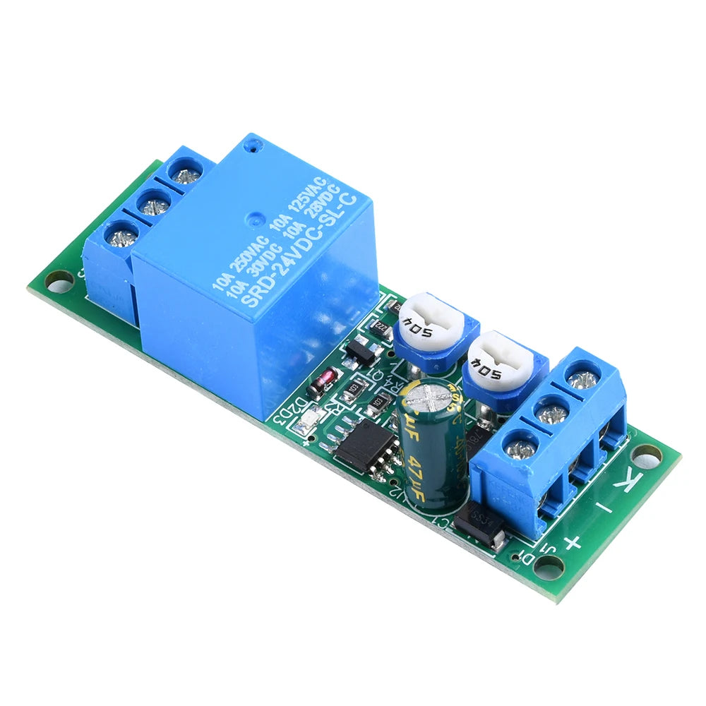 DC 5V 12V 24V Time Delay Relay Module Delayed Connection with Delayed Disconnection 2nd Gear Adjustable Relay Board 0-15 Minutes