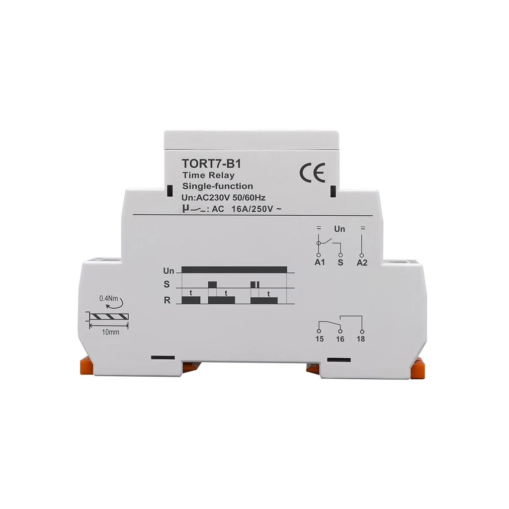 TORT7 Series 10-in-1 Multi-Function Time Relay | ON Delay / OFF Delay / Asymmetric Cycle / Pulse & Interval Timer, 0.1S–10D
