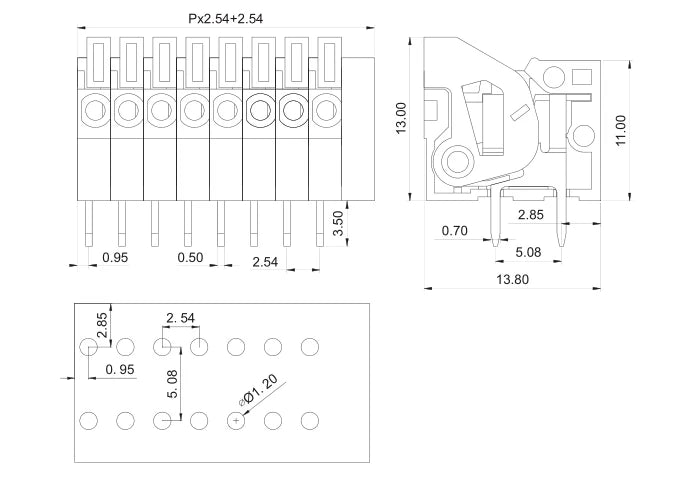 10Pcs 2.54mm Pitch KF141V KF141R Push-in Spring Screwless Terminal Block Straight/Bent Foot 2/3/4/5/6/7/8/9/10P PCB Connector