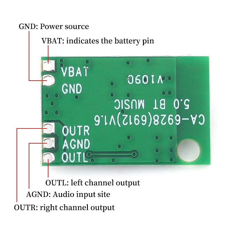 1/5/10PCS Mono Bluetooth 5.0 Audio Module CA-6928 DC3.3-6V for Wireless Music Player Speaker Receiver Modified Amplifier Board