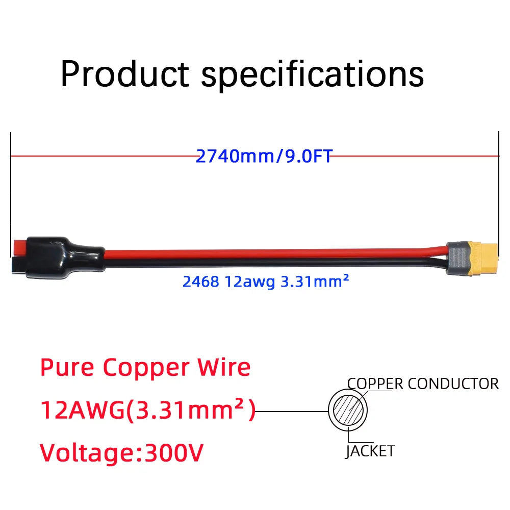 Anderson to XT60 Female Adapter Cable 11.81FT 12awg Ebike Battery Wire  XT60  XT60 Connectors Plugs