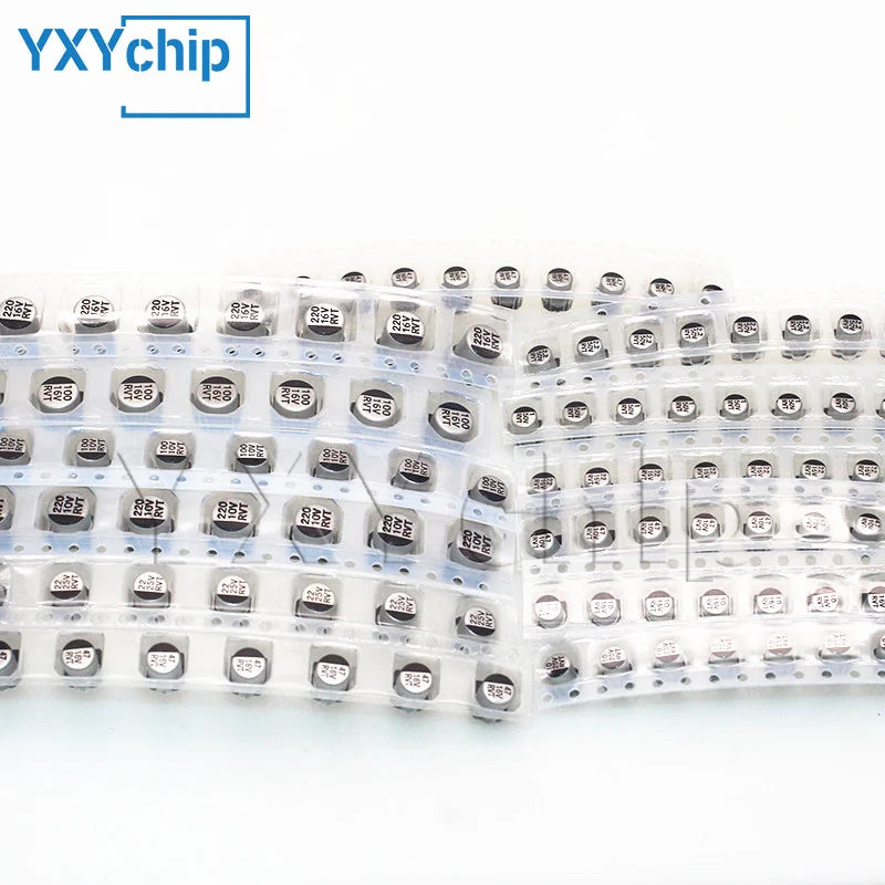 130PCS SMD Aluminum Electrolytic Capacitor Kit 1UF-220UF 13 Values Set of Capacitors Assorted Pack 10V 16V 25V 50V 1UF 10UF 47UF