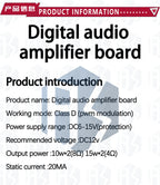 1PCS EGBO Super Slim 2 x 15W PAM8610 Class D Digital Dual Power Audio Amplifier Board 12V black