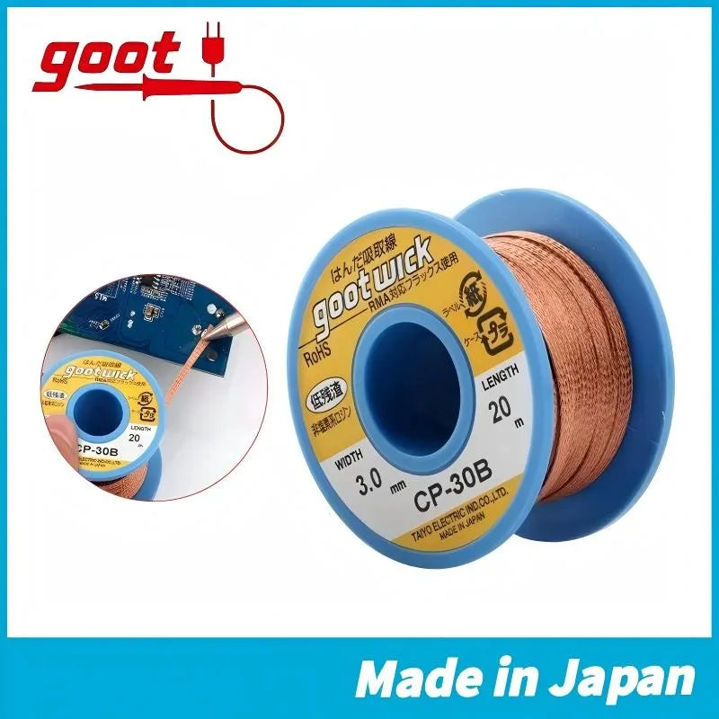 Japan Genuine Goot WickCP-15B CP-20B CP-25B CP-30B CP-35B | RoHS Lead-Free Solder Wick | BGA Desoldering Tool with MSDS