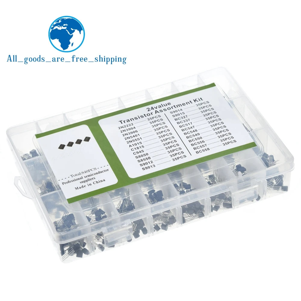 1BOX=840pcs 24Values TZT 2N5401 BC517 BC557 BC547 BC558 BC327 BC337 2N2222 2N5551 S9015 S9012 3904 3906 C945 C1815 S8550 A1015