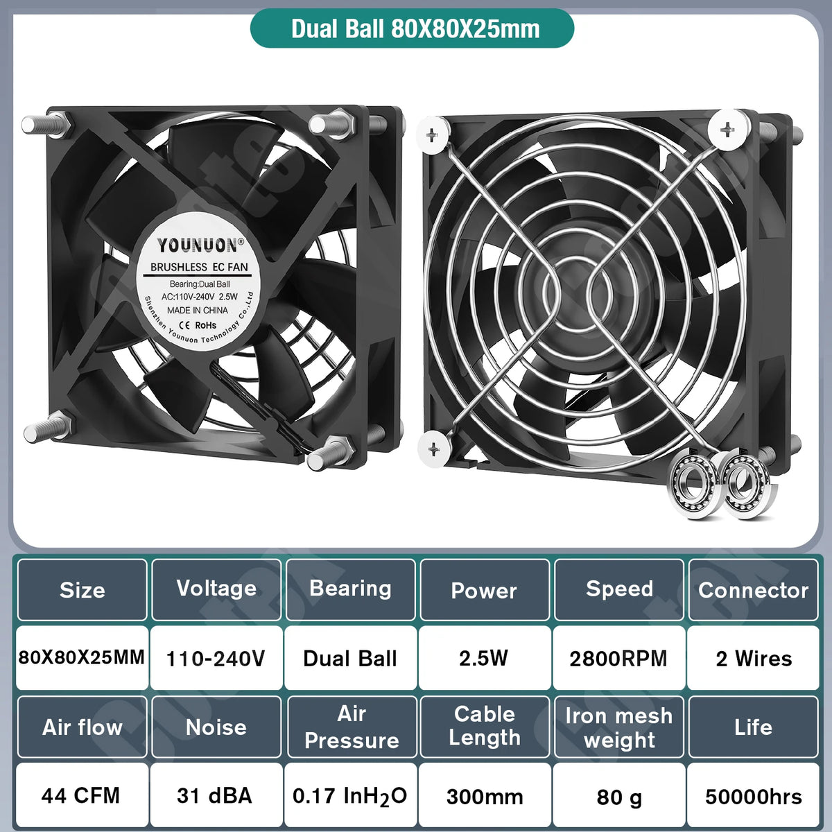 EC Axial Fan 60mm 80mm 90mm 120mm Ball Brushless Fan Cooler AC 110V 120V 220V 230V 240V Computer Case Fan 6025 8025 9225 12038