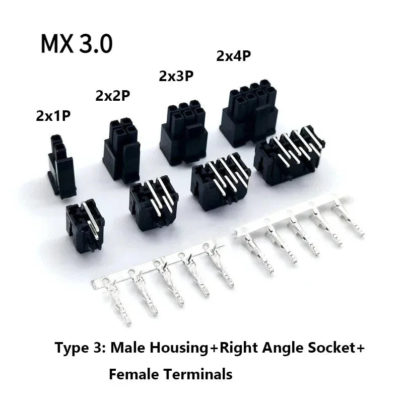 10Sets MX3.0mm Micro-Fit 3.0mm Double Row 2*1P- 2*12Pin Mini 5559/43020 Housing Receptacle Terminal Straight RA Wafer Connector