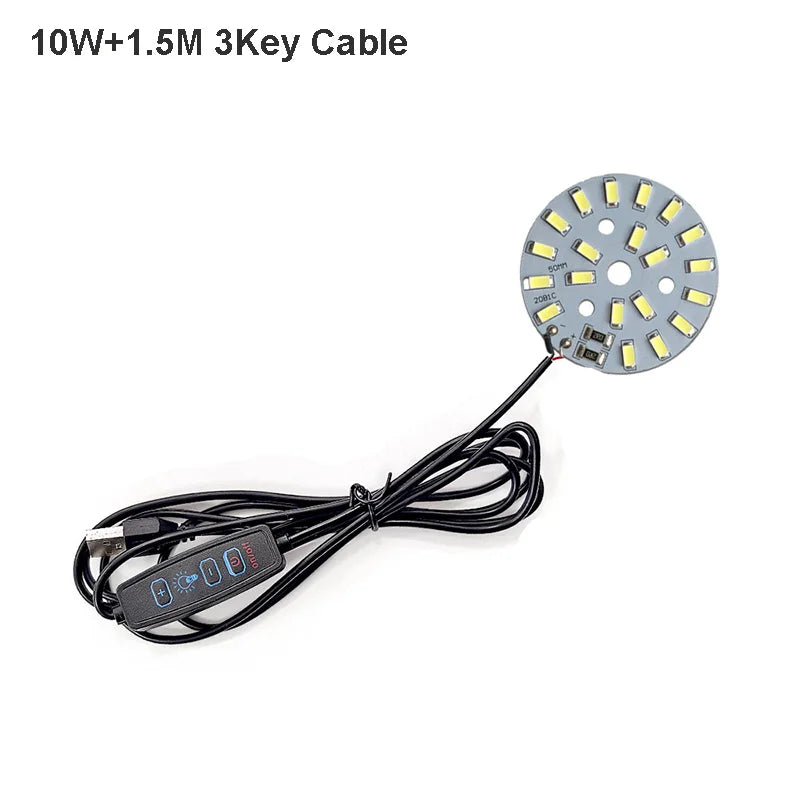 1Pcs USB Plug DC5V LED Light Source SMD5730 LED Light Beads Ring Chip with Black 1.5M Switch Cable 5W 10W 12W White /Warm Light.
