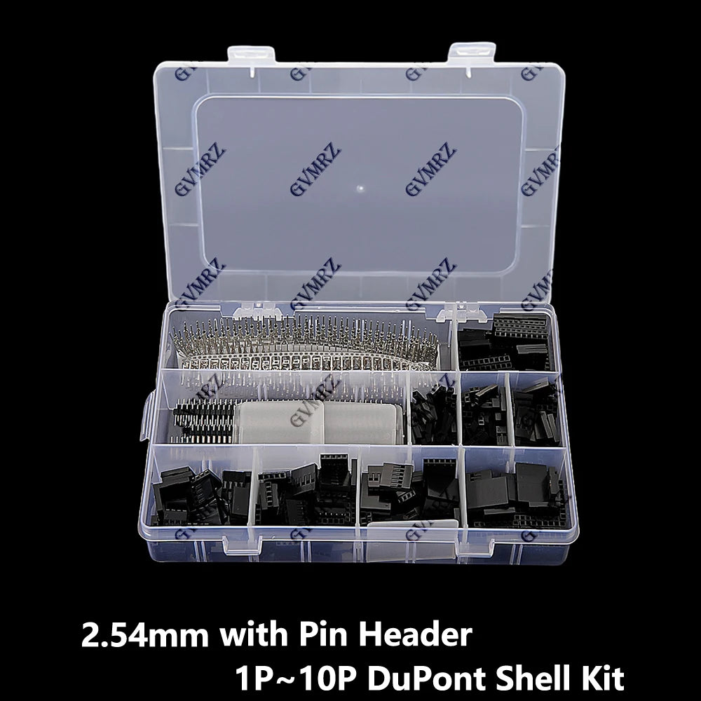 1450PCS 2.54mm with Pin Header DuPont Male Female Connector Shell Kit Single Row Needles 40Pin 1P~10P DuPont Shell Kit