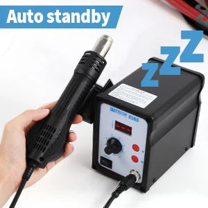 FEITA 858D Hot Air SMD Rework Station Digital Soldering Heat Gun Tool Kit with 3 Nozzles, 1 Heating Element, Extras Accessories