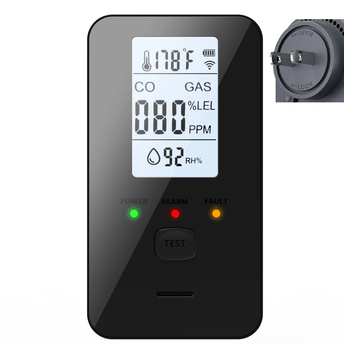Natural Gas & Carbon Monoxide Detector, Plug in Carbon Monoxide Alarm,Propane,Methane,4-in-1 Combustible Gas & CO Detector Alarm