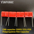 5Pcs/50Pcs CBB capacitor 2000V 223J 2KV 0.022uF 22nF P20 CBB81 Metallized Polypropylene Film Capacitor