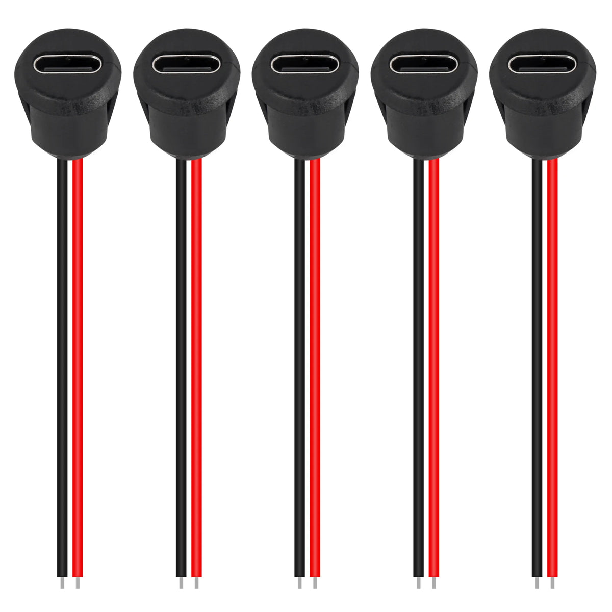 5PCS Type-C Female 2 Pin Type-C Female Socket Connector Waterproof Jack Female Charging Port 3A USB-C Charger Plug Socket