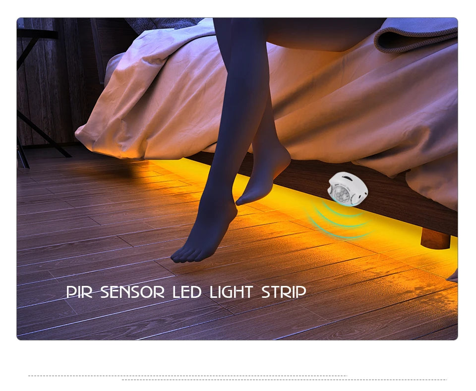 12V PIR Motion Sensor LED Strip Lights Auto On/Off Stair Wardrobe Closet Kitchen Backlight 1M-5M Human Infrared Sensing LED Tape