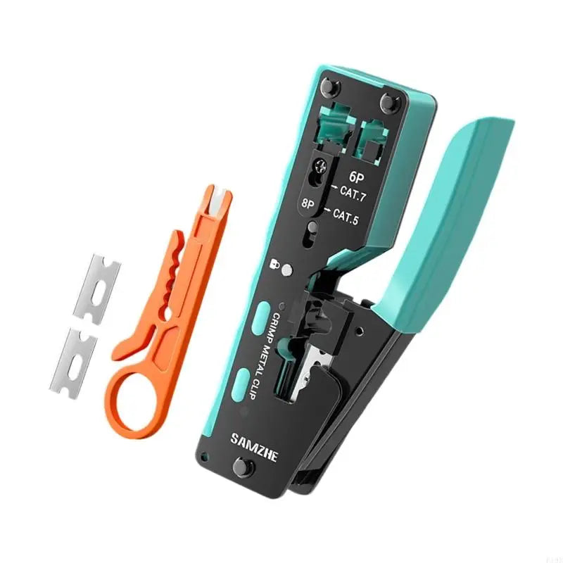 RJ45 RJ11 Cable Crimping Pliers 8P 6P Wire Cutter and Cover Remover with Grip Handle for Home Wiring Repair Use F19E