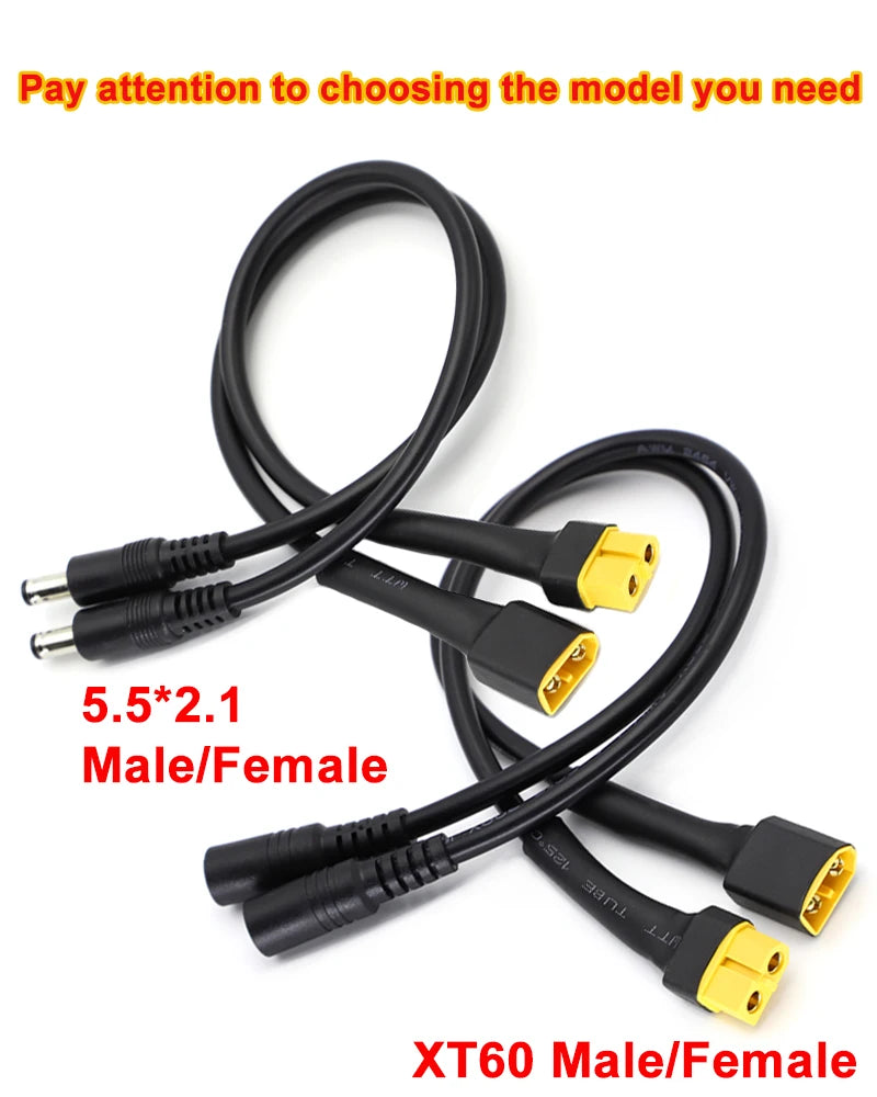 1Pcs 10A Ultra-soft XT60 Plug Male/Female Connector To DC5521 18AWG Power Cable Adaptor For Car Battery Charging Adapter Cables