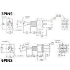10pcs 6mm Miniature Switches Toggle Switch Single Pole Double Throw Mini Waterproof Cap Micro Switch ON-OFF-ON 6A