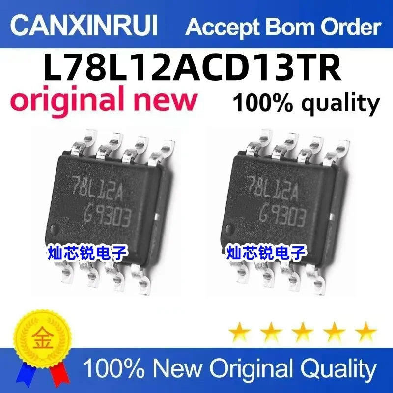 (5-100 pieces) L78L12ACD13TR silk screen 78L12A patch SOP8 low dropout linear regulator chip IC