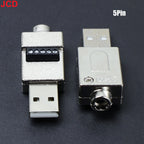 JCD USB 2.0 Connector Avoid Welding Plugs USB Type A Male Female to 4Pin 5pin Screw Terminal Socket Adapter Plug For Computer TV