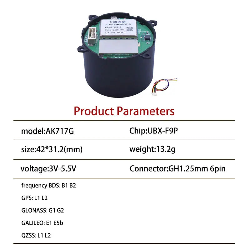 ZED-F9P/UM980/UM981/UM960/Beiyun M20 GNSS/GPS Centimeter-Level RTK Module with Helix Antenna Compass IST8310/RM3100,FOR UAV