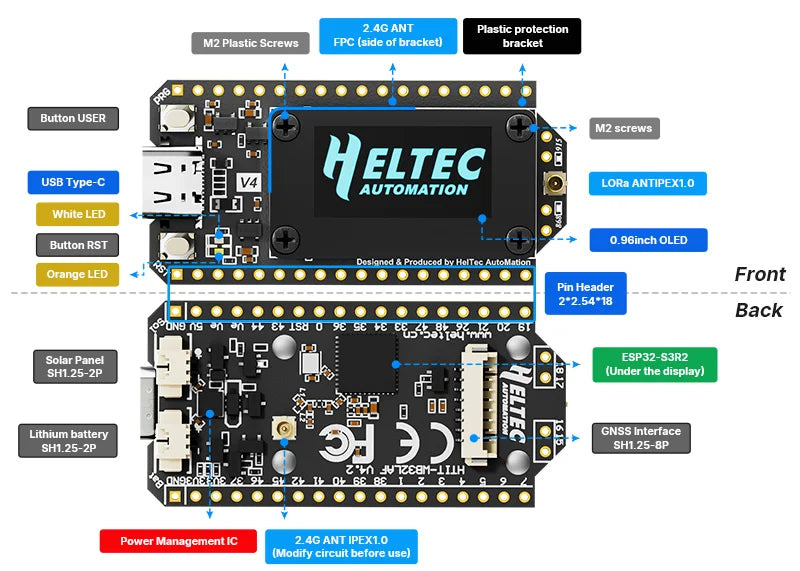Heltec V4 OLED Meshcore ESP32-S3 SX1262 LoRa 32 Dev-Board WiFi Bluetooth PSRAM 16MB For Arduino IoT Meshtastic