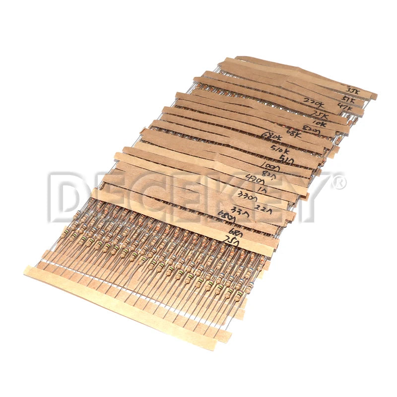 860pcs 1/4W Carbon Film Resistor Kit 5% Resistance Assorted Set 43valuesX20pcs 1R - 1M Ohm 0.25W Sample Pack