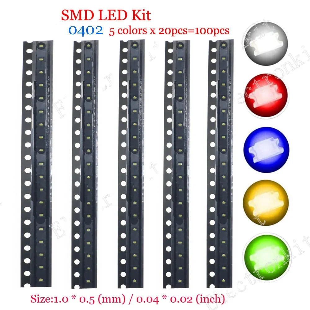 0402 0603 0805 1206 1210 5730 5050 SMD LED Mixed Kit Warm Cool White Red Green Blue Yellow Orange UV Pink Fast flashing
