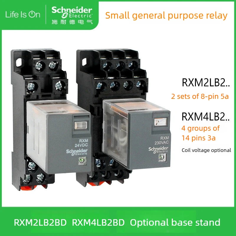 Schneider Small Intermediate Relays RXM2LB2BD RXM4LB2BD 220V DC24V Precise Control Excellent Compatibility