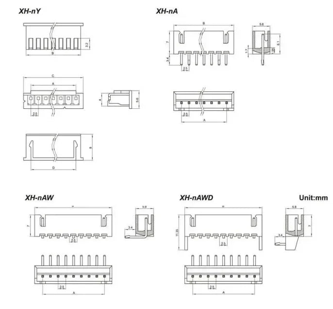 50pcs/lot XH2.54 male right angle material Connector Leads pin Header 2.54mm XH-AW 2P 3P 4P 5P 6P 7P 8P 9P 10P 11P 12P 13P 14P