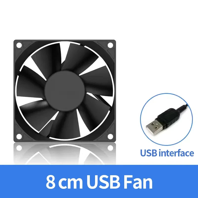 TEUCER USB Cooling Fan 8CM/12CM/14CM 800-1800RPM USB Port Power Supply Desktop Computer Available