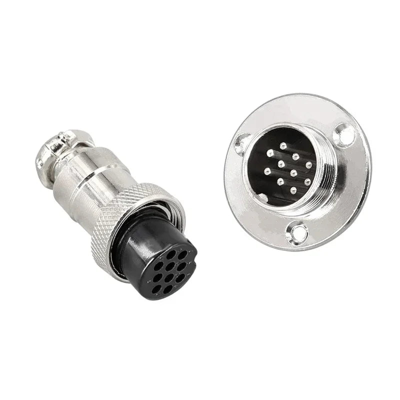 5/10sets GX12 16 20 Flange mounting 3-hole fixing aviation connector plug&socket 2/3/4/5/6/7/8/9/10/12/14pin circular connectors