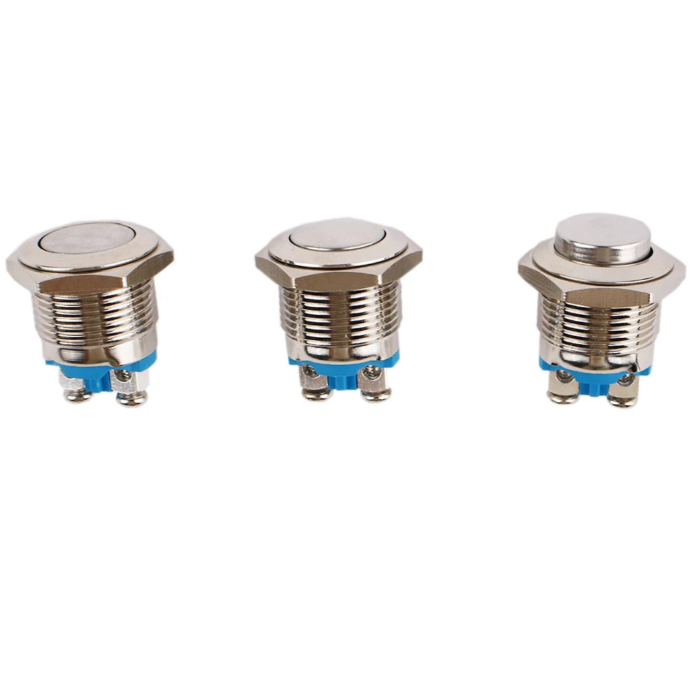 1pc 16mm 1NO High Flat Head Waterproof Momentary Reset Metal Push Button Switch Screw Terminal Car Engine Doorbell PC Power