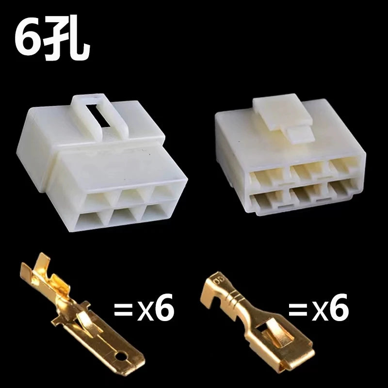 1/5Sest 6.3mm Multi Pin Auto Wire Connector 1/2/3/4/6/9Pin Male Female Terminal Plug for Car Electric Bike