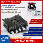 AS21 TPA3255 Bluetooth 5.2 2.1 Channel Power Audio Stereo Subwoofer Amplifier Board 300WX2+600W TREBLE Bass Note Tuning AMP