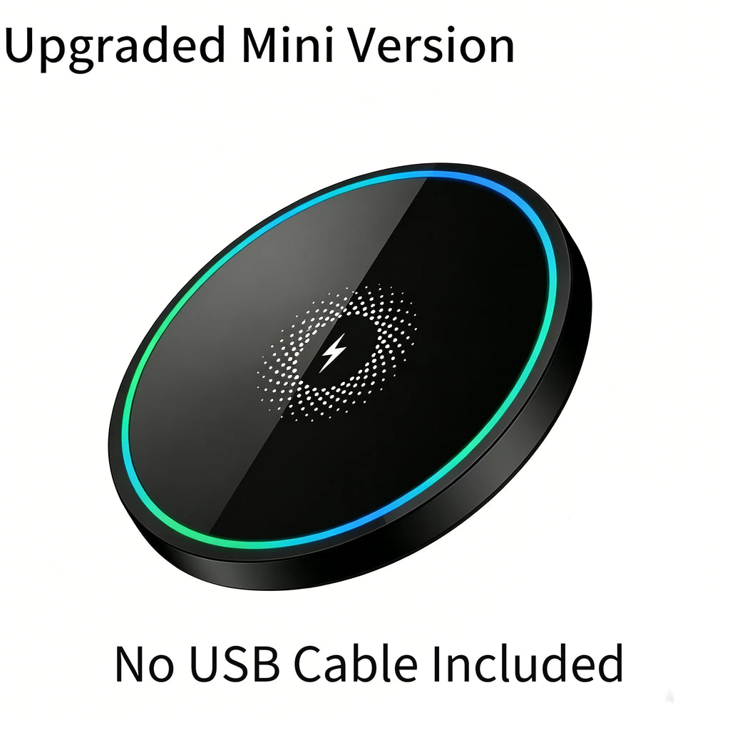 15W Wireless Charger Pad, Mirror‑Surface Design, Fast Induction Charging.Compatible with iPhone, Samsung and Apple Earphones.
