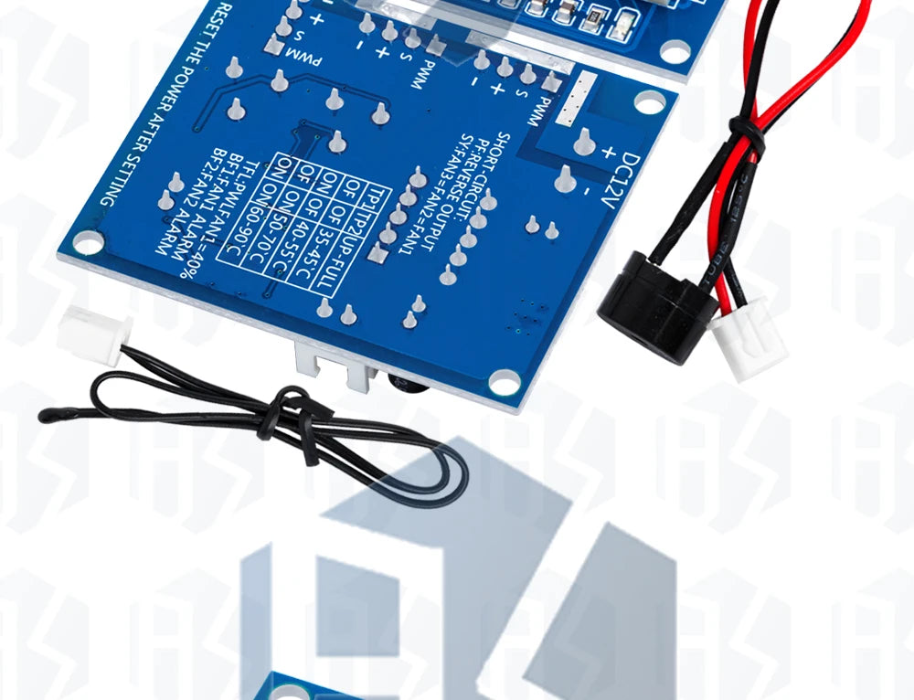 DC 12V 5A PWM PC CPU Fan Temperature Control Speed Controller Module Buzzer High-Temp Alarm NTC B 3950 Thermistor 50K