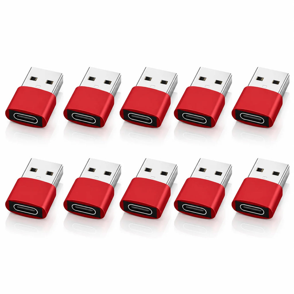 NNBILI 10Pack USB to USB C Adapter USBC Female to USB Male Super Fast Charging and OTG Converter For iPhone Xiaomi Huawei Laptop