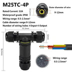 Heavy Duty Quick Connect Terminal Block T-type, IP68 Waterproof 2/3/4/5Pin for Secure & Fast Damp-Proof Wiring Connector